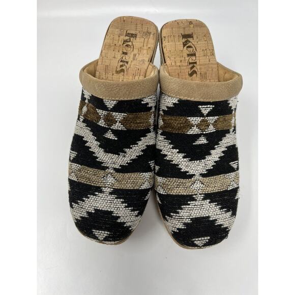 Korks Kork Ease Lori Slip On Fabric Aztec Clog Mule Block Heel Platform Shoes 7 - Picture 3 of 8